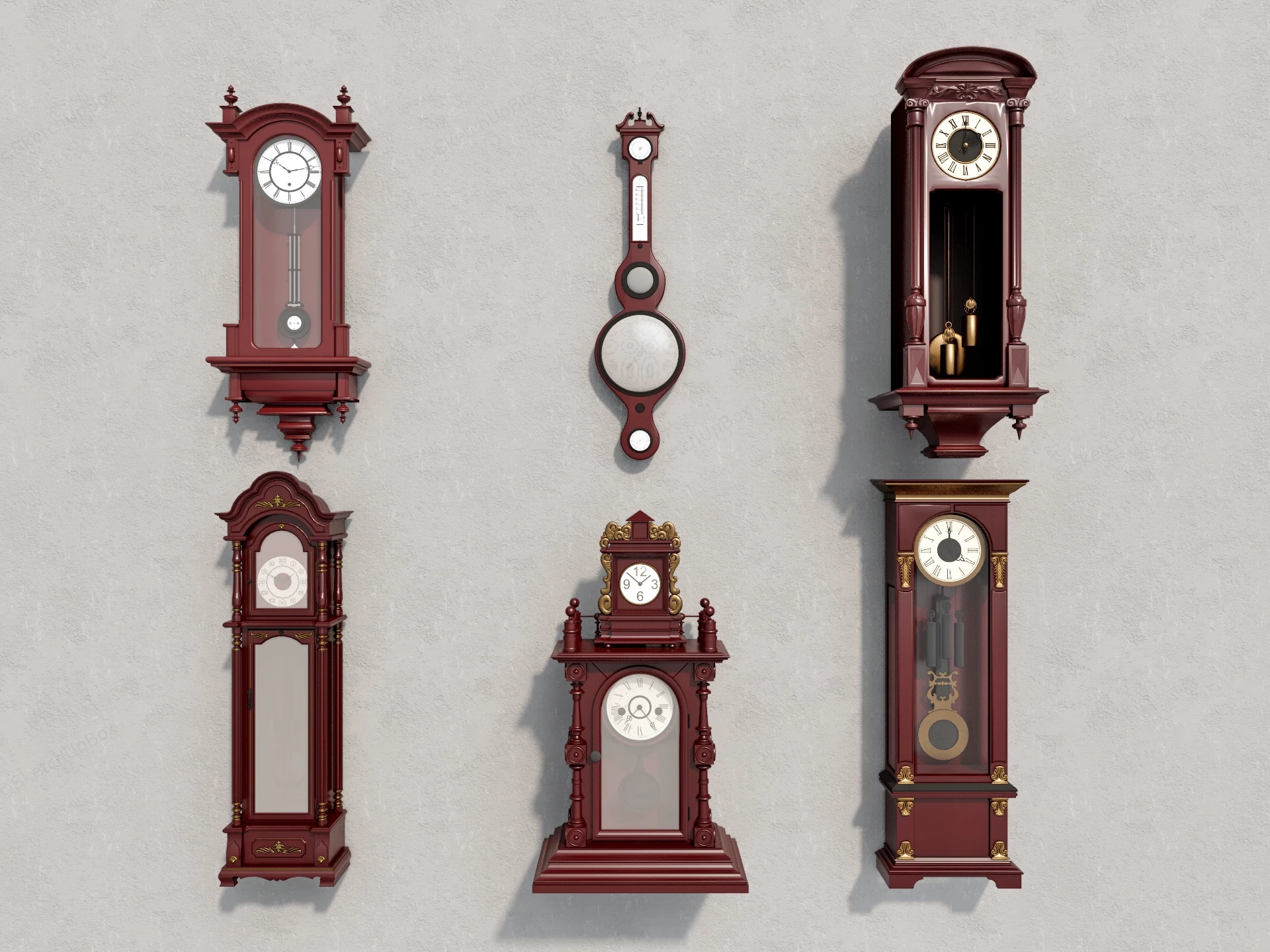 Antique Wall Clocks sketchup model preview - SketchupBox