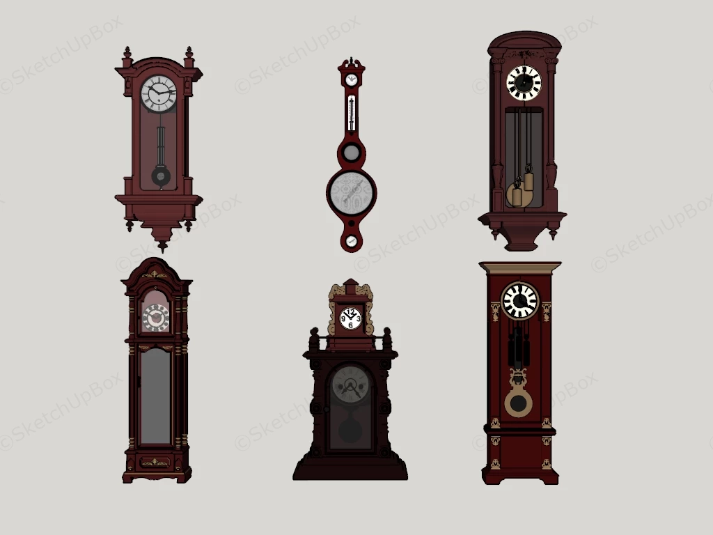 Antique Wall Clocks sketchup model preview - SketchupBox