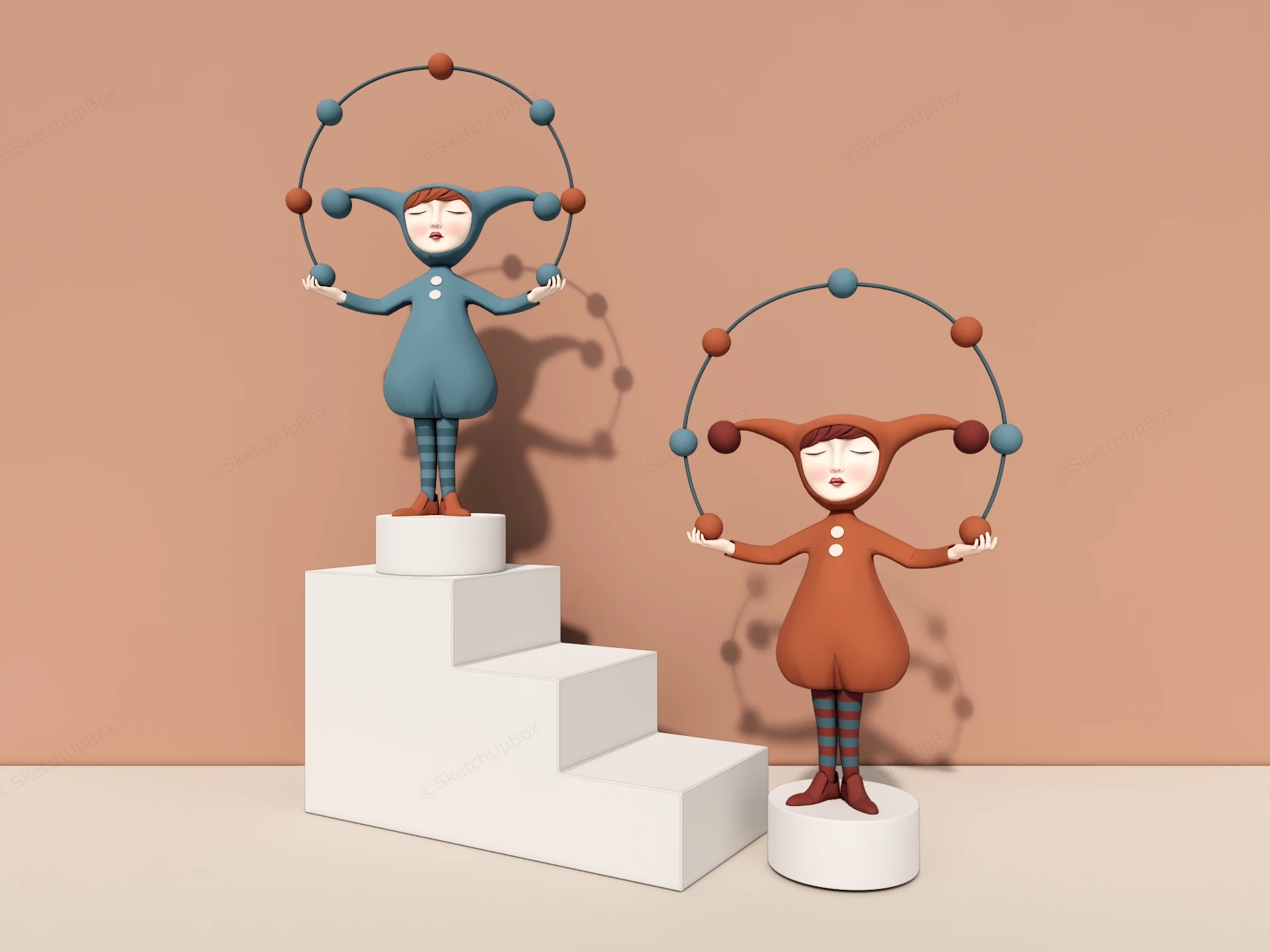 Cute Clown Figurines sketchup model preview - SketchupBox