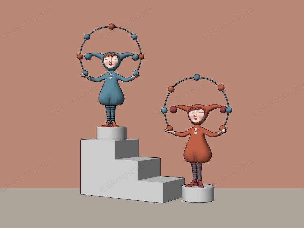 Cute Clown Figurines sketchup model preview - SketchupBox