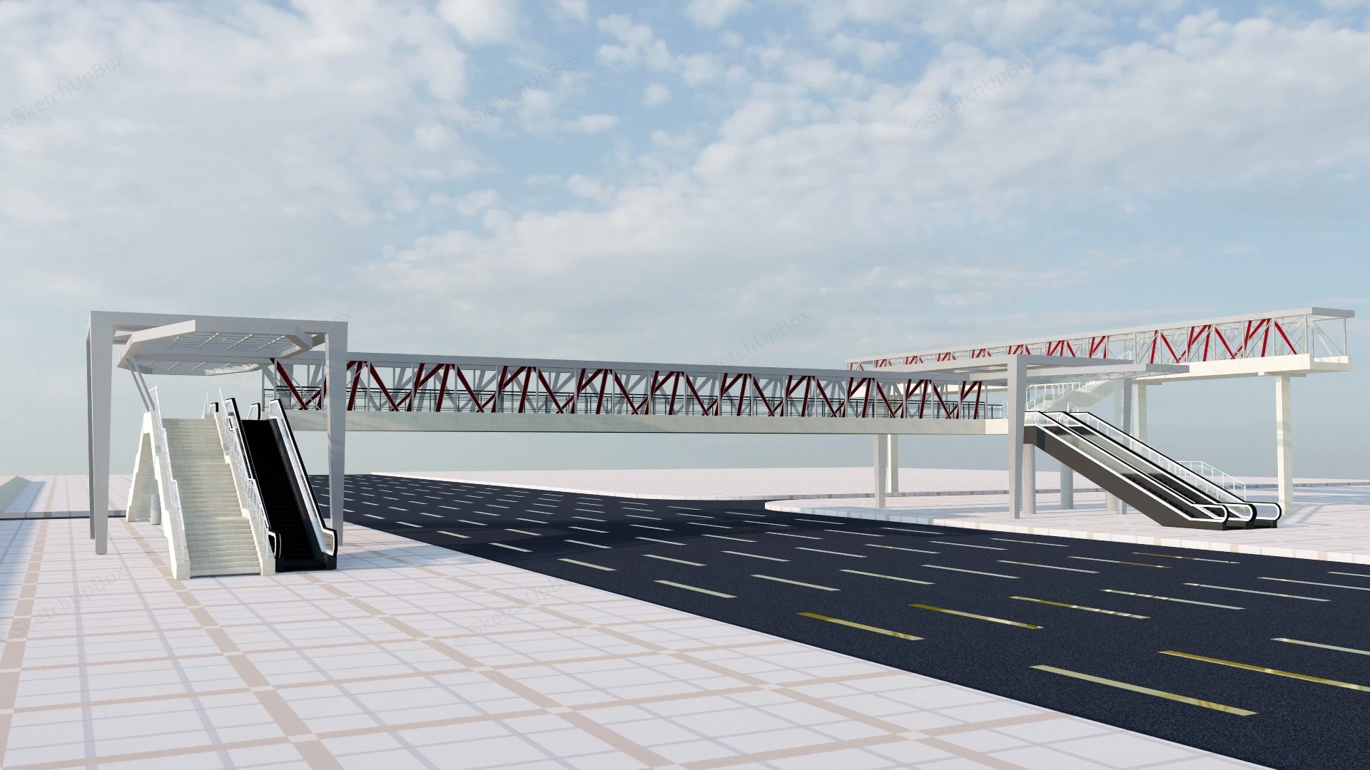 Pedestrian Overpass Bridge sketchup model preview - SketchupBox