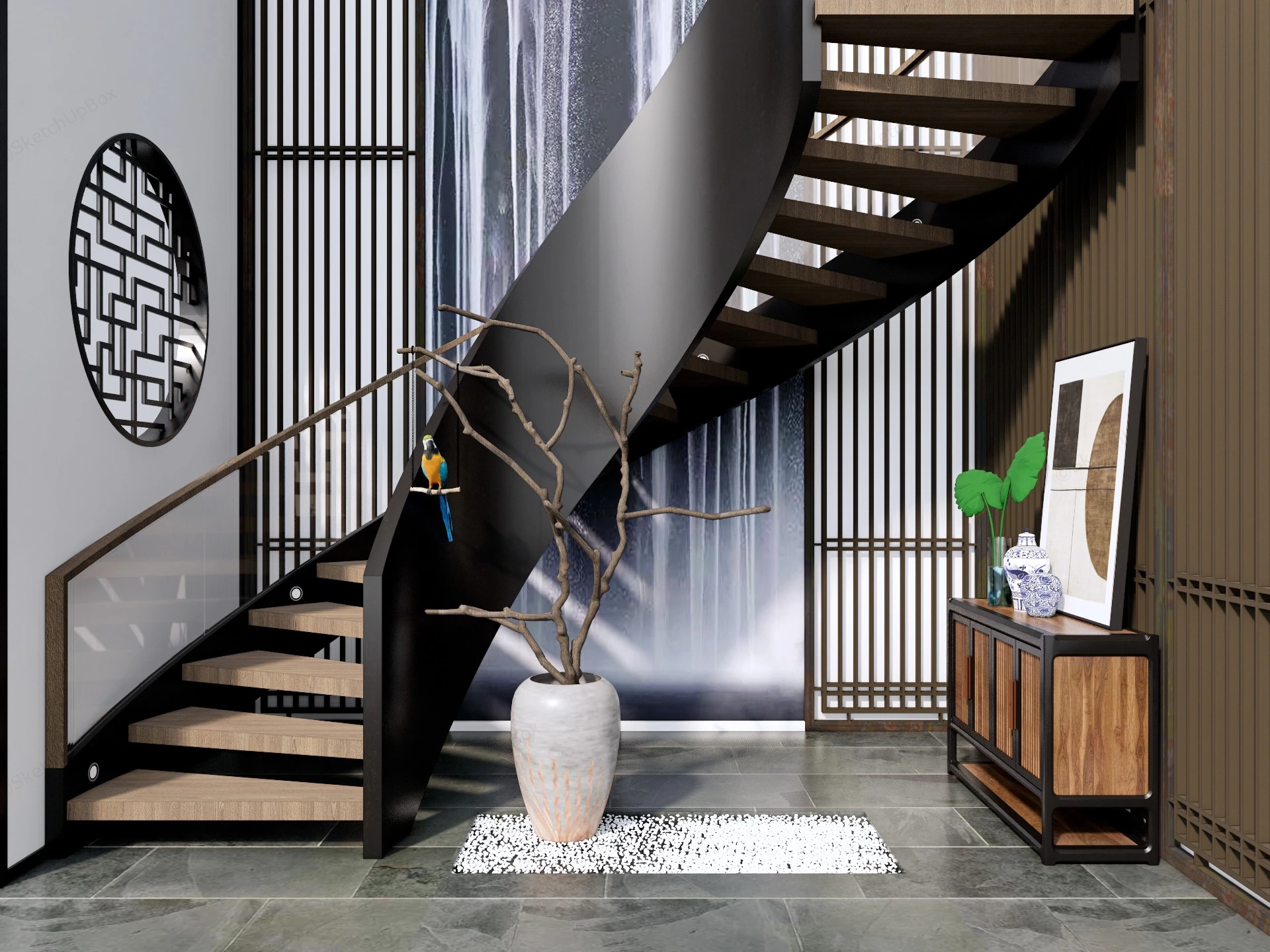 Under Stairs Console Table Ideas sketchup model preview - SketchupBox