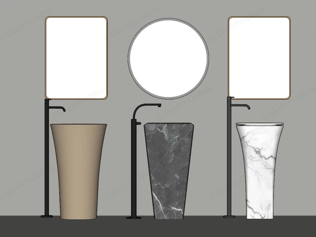 Pedestal Hand Wash Basin Designs sketchup model preview - SketchupBox