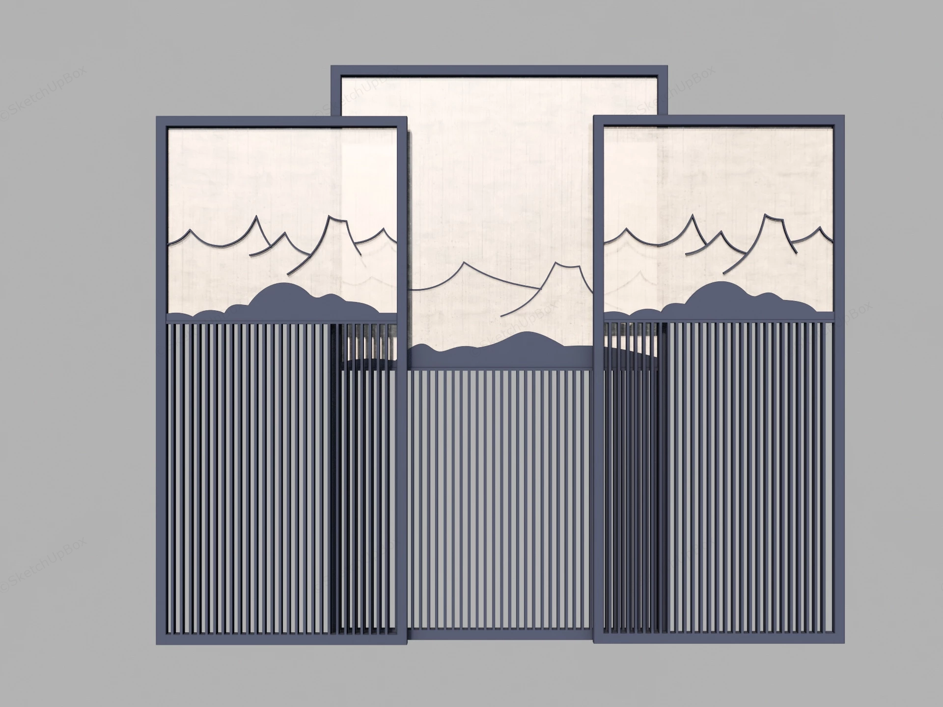 Chinese Style Room Divider Screens sketchup model preview - SketchupBox