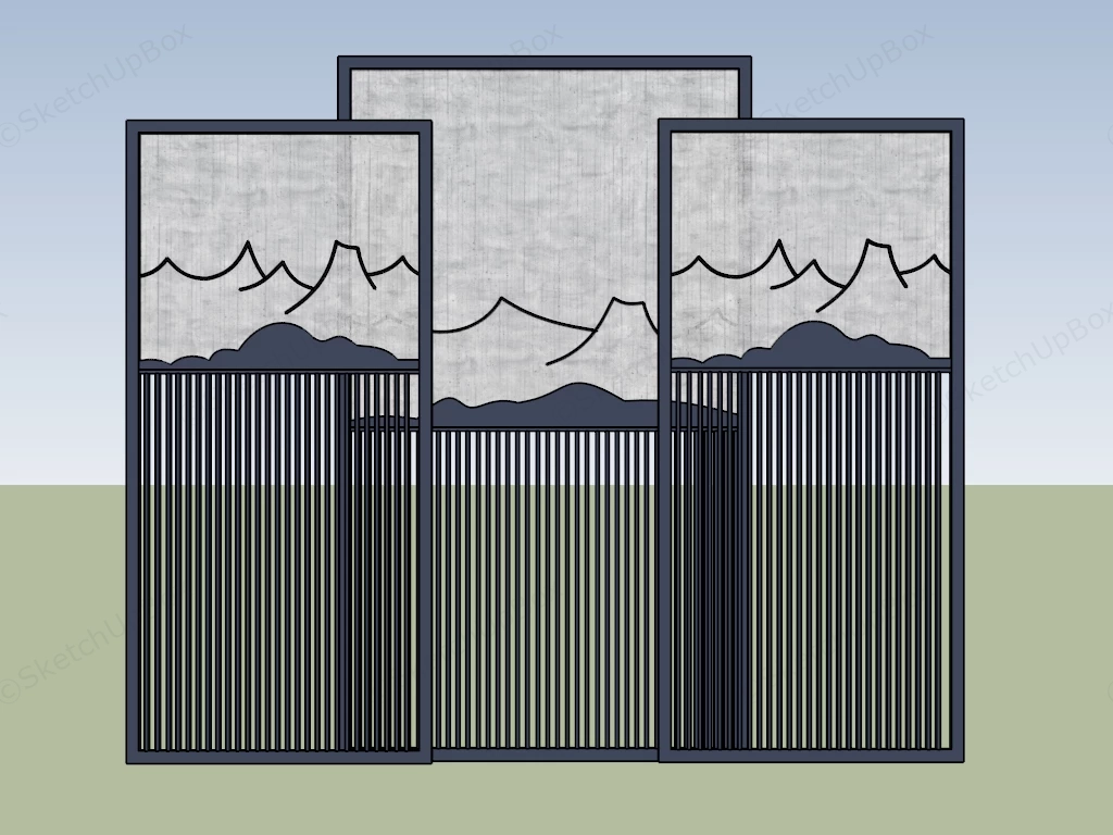 Chinese Style Room Divider Screens sketchup model preview - SketchupBox