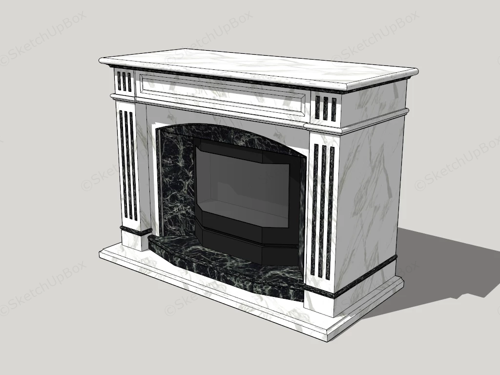 Black And White Marble Fireplace sketchup model preview - SketchupBox