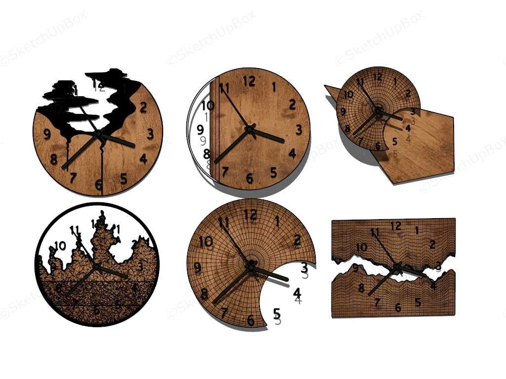 Rustic Wood Wall Clocks sketchup model preview - SketchupBox