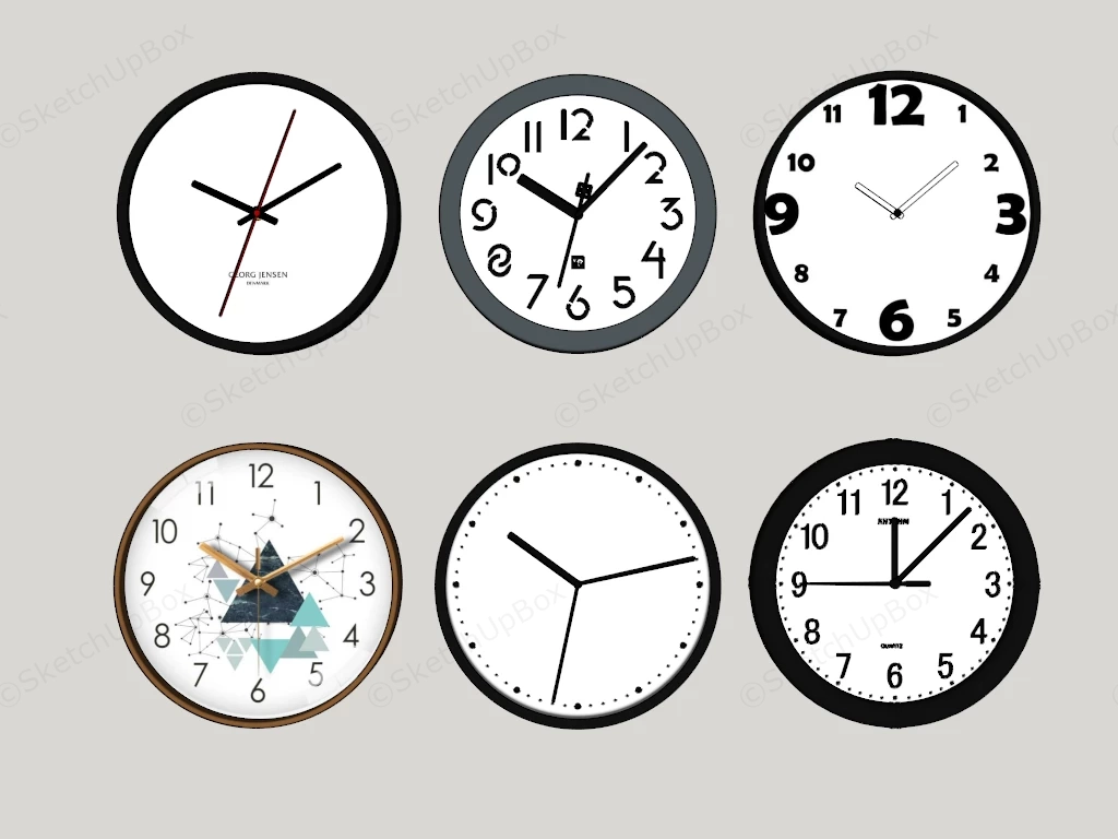 Modern Minimalist Wall Clocks sketchup model preview - SketchupBox