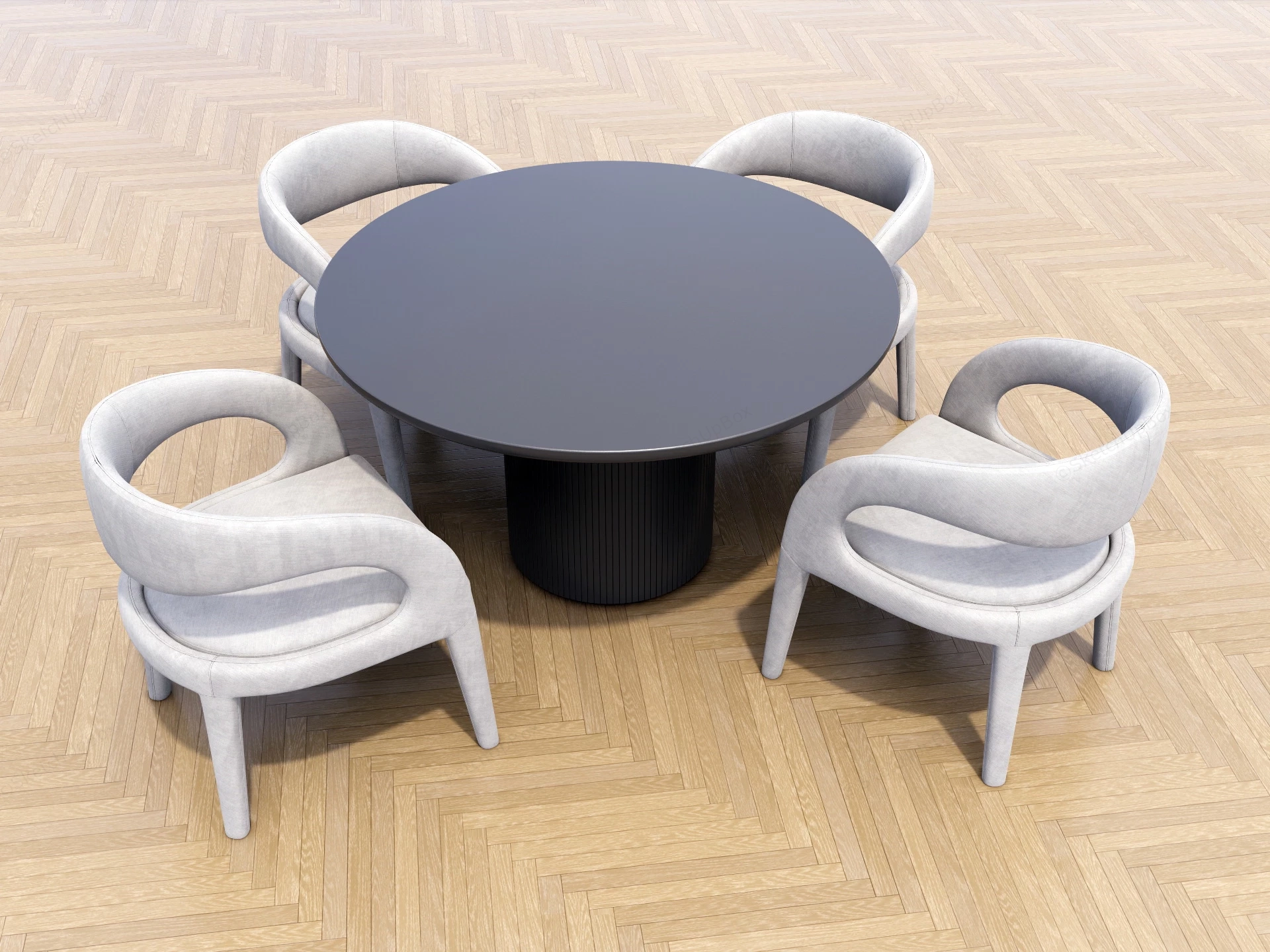Elegant Round Dining Table Set sketchup model preview - SketchupBox