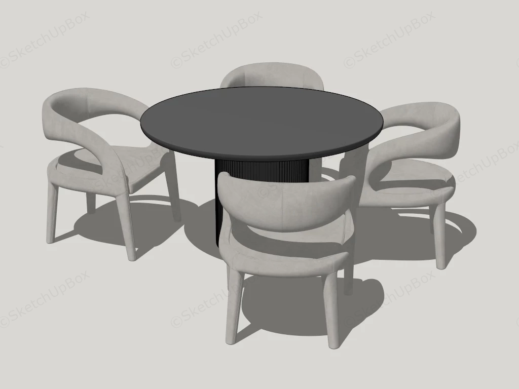 Elegant Round Dining Table Set sketchup model preview - SketchupBox
