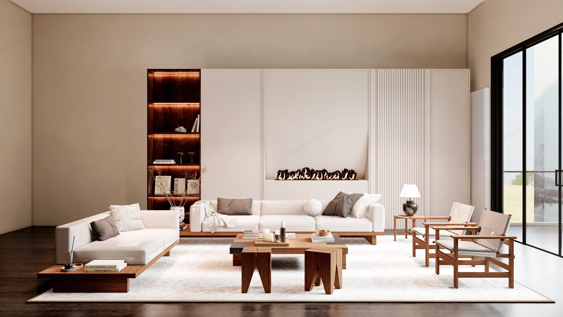 Organic Modern Living Room sketchup model preview - SketchupBox