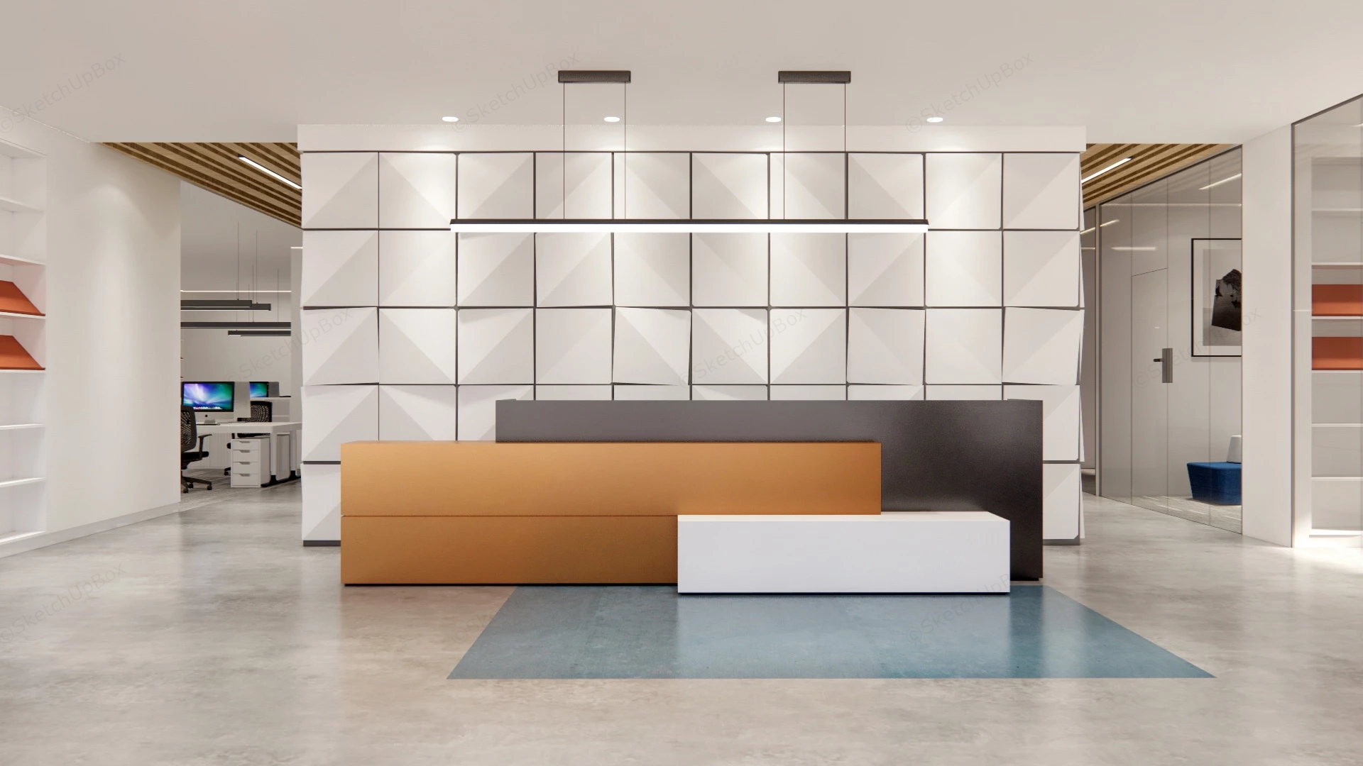 Modern Office Reception Design sketchup model preview - SketchupBox