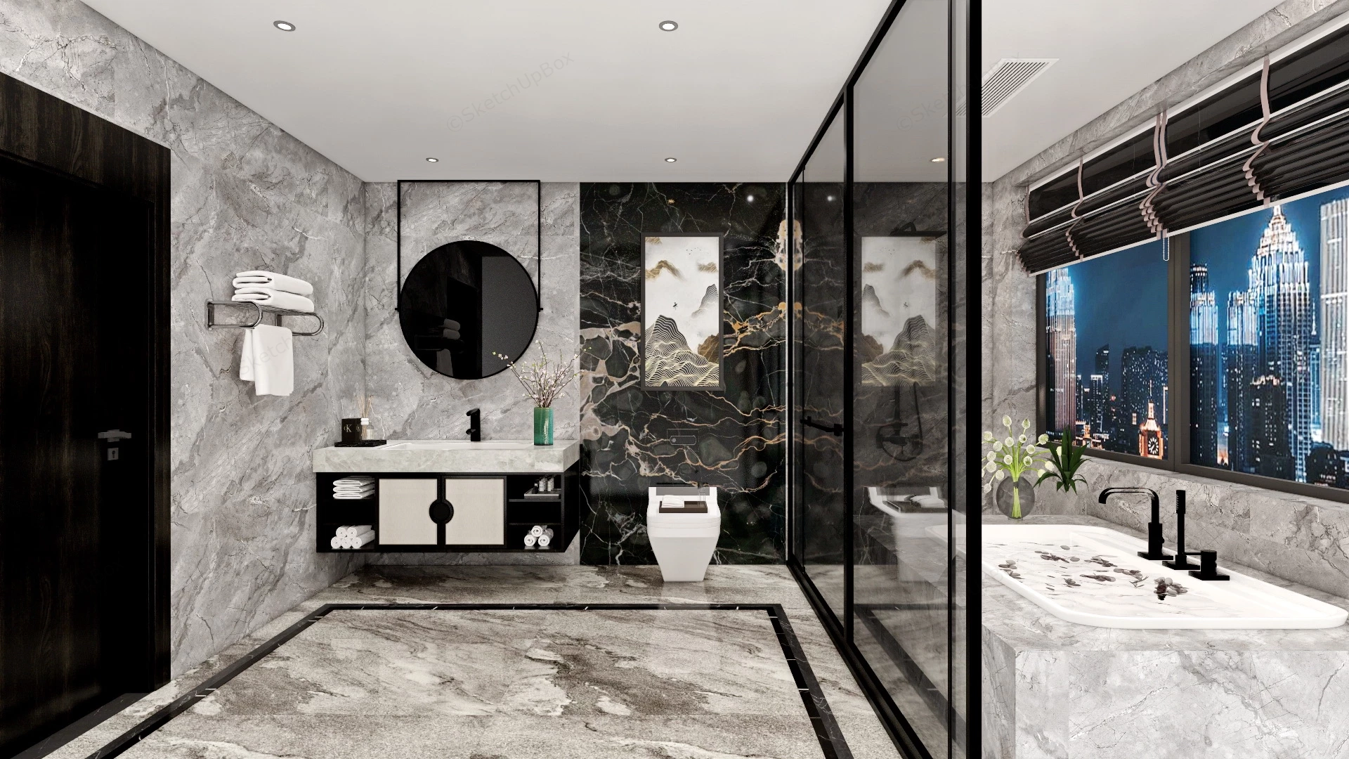 Black And Brown Bathroom sketchup model preview - SketchupBox