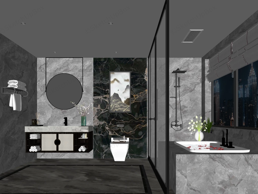 Black And Brown Bathroom sketchup model preview - SketchupBox