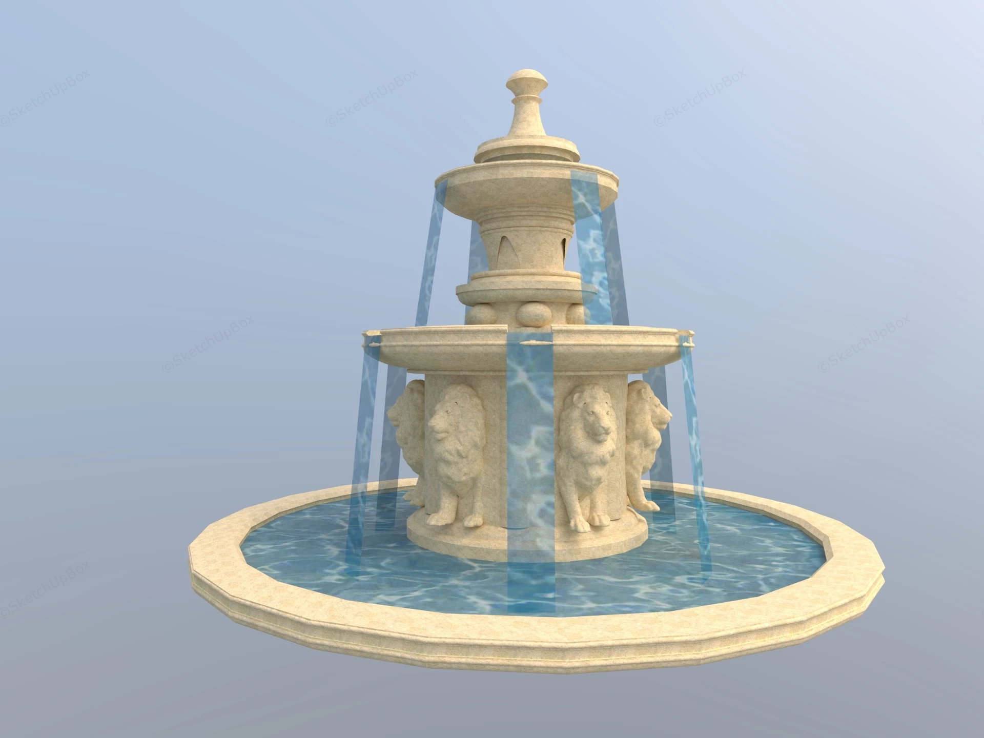Lion Water Fountain sketchup model preview - SketchupBox