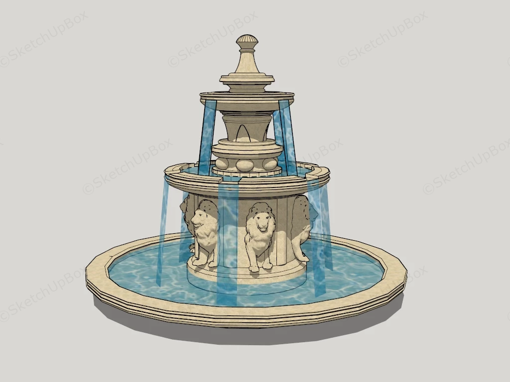 Lion Water Fountain sketchup model preview - SketchupBox