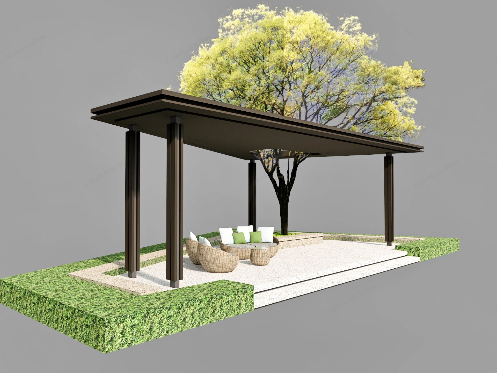 Triangular Pergola sketchup model preview - SketchupBox