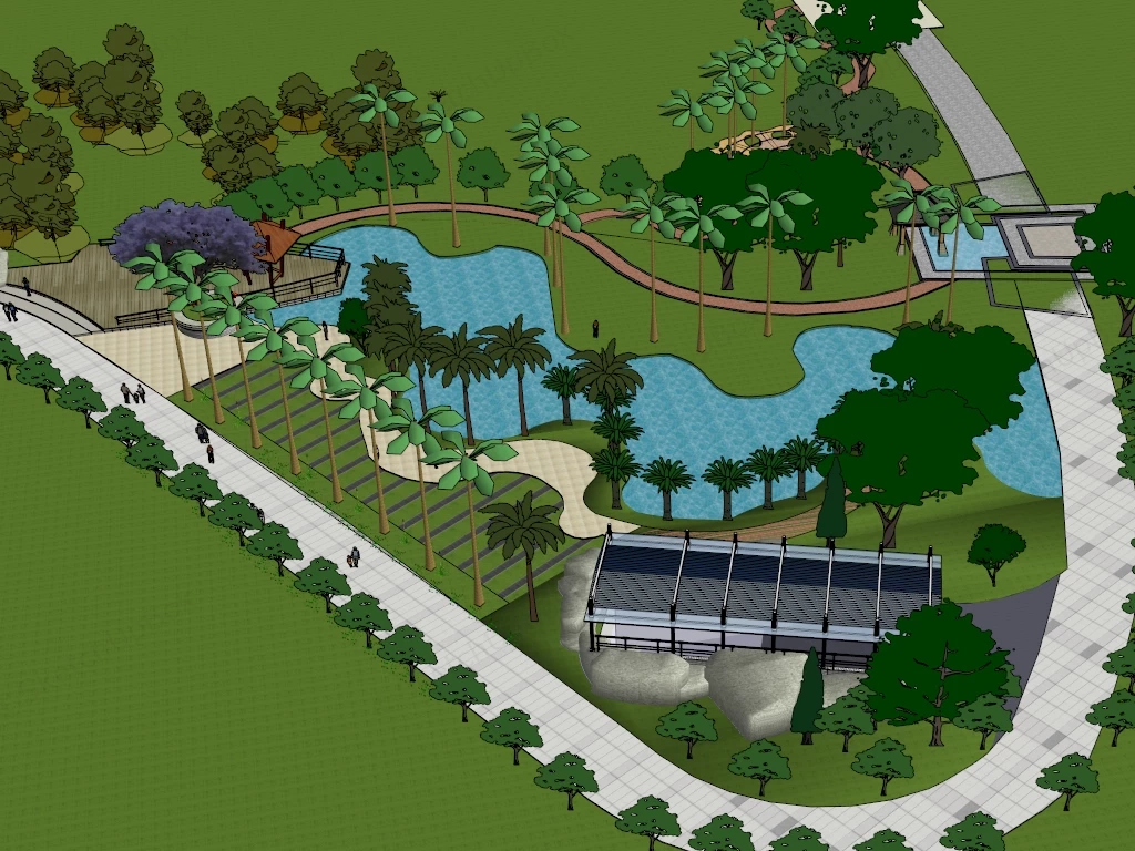 Small Neighborhood Park sketchup model preview - SketchupBox