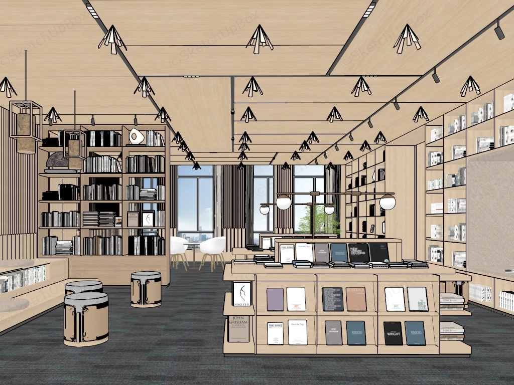 Bookstore Interior Design sketchup model preview - SketchupBox
