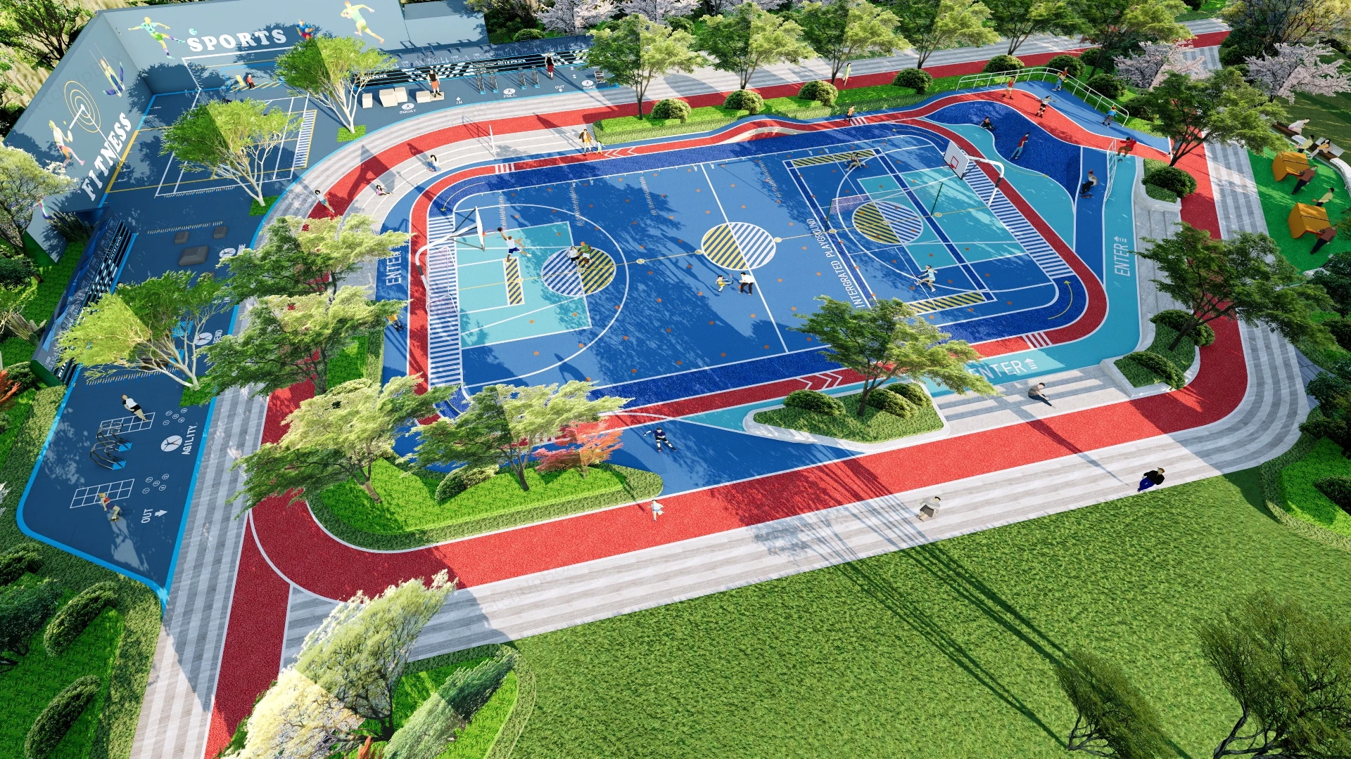 Community Sports Park & Playground sketchup model preview - SketchupBox