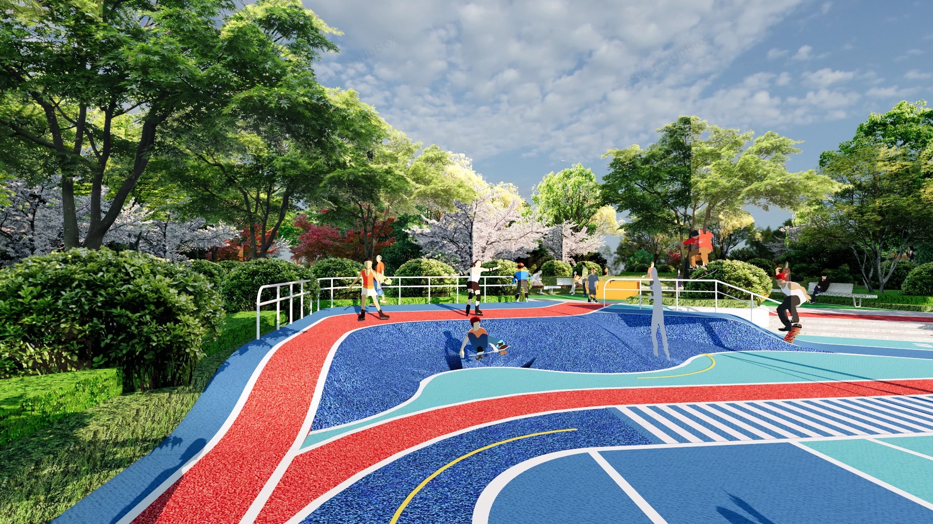 Community Sports Park & Playground sketchup model preview - SketchupBox