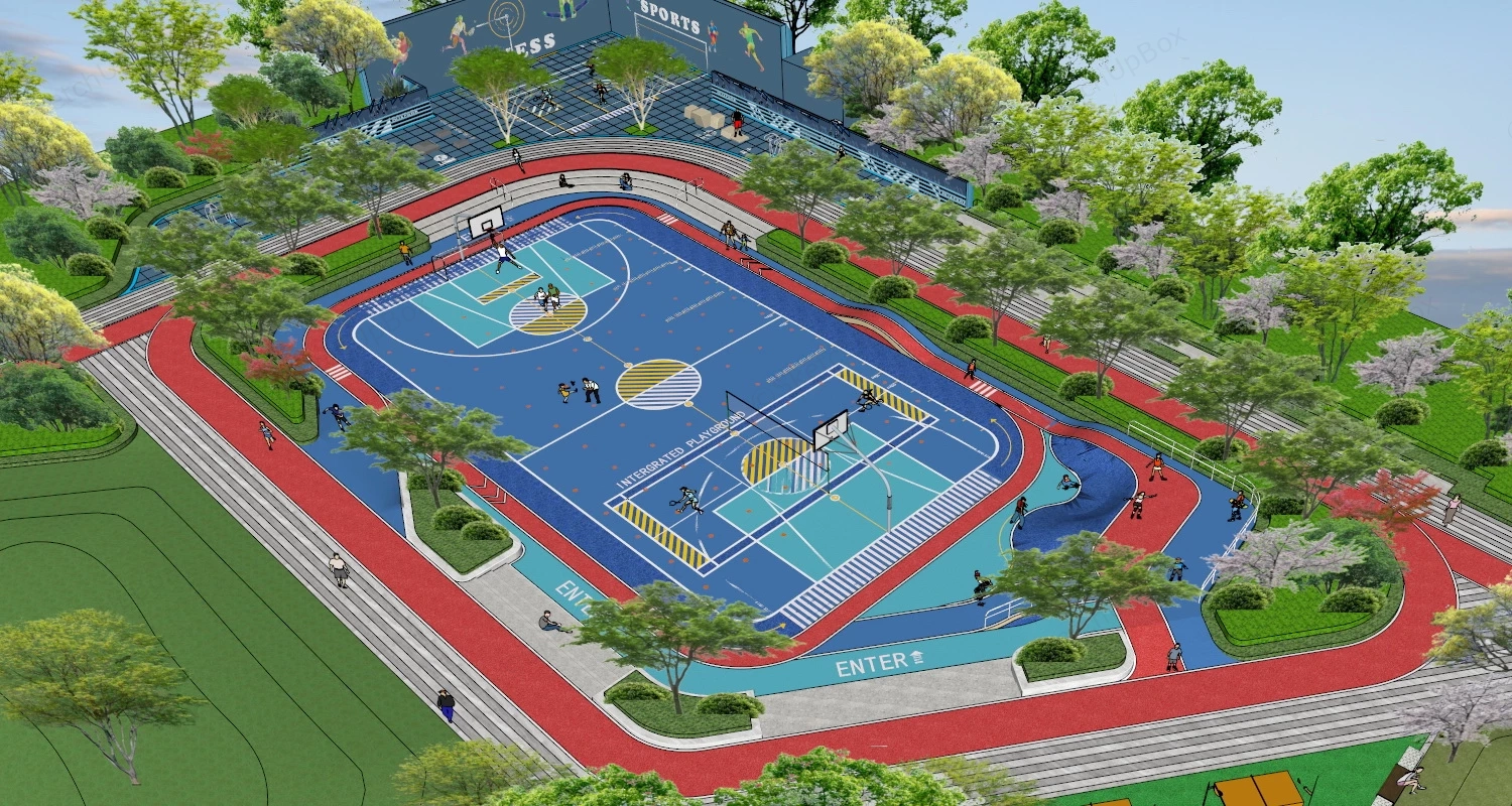 Community Sports Park & Playground sketchup model preview - SketchupBox