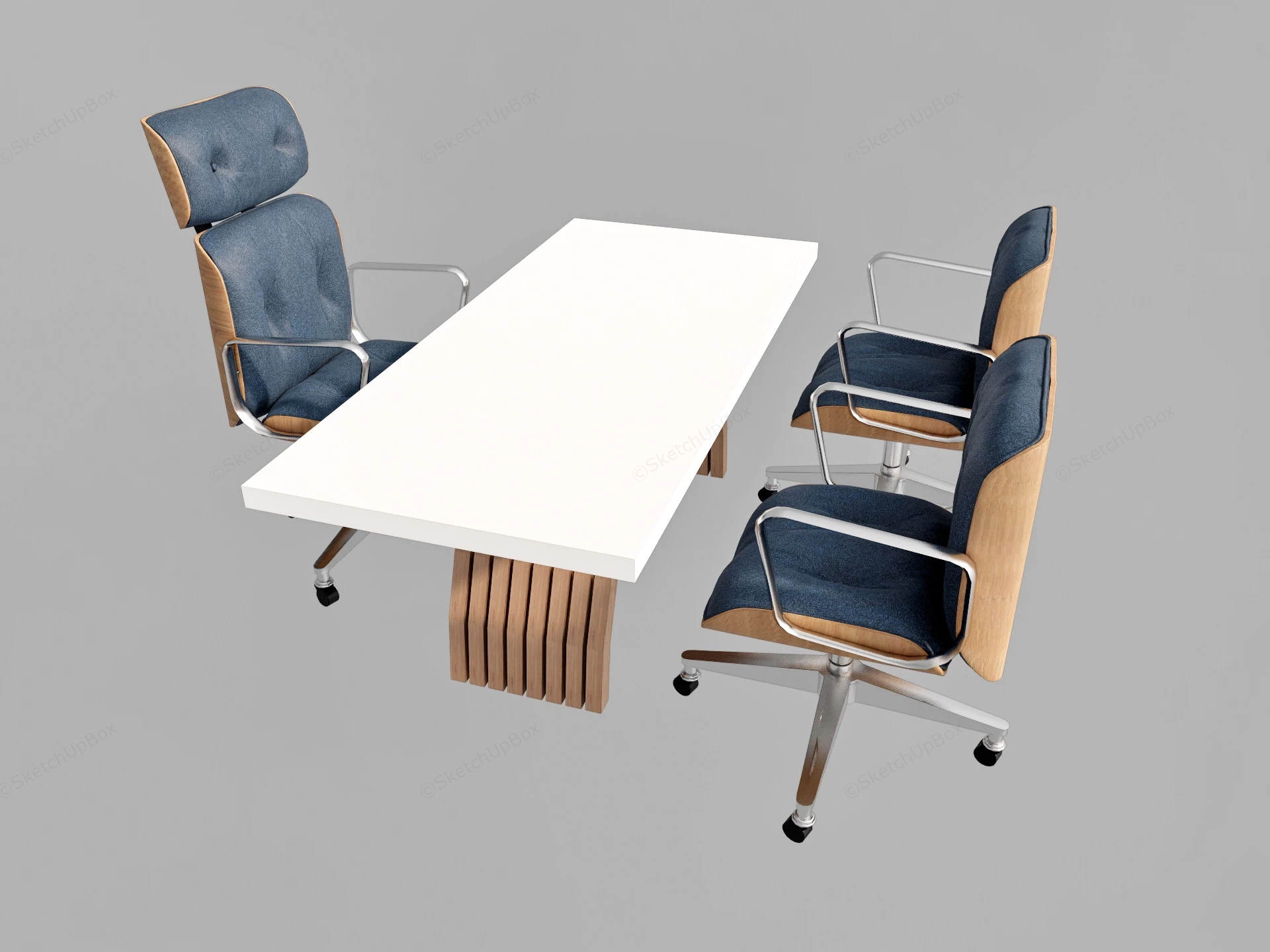 Modern Manager Office Desk And Chairs sketchup model preview - SketchupBox
