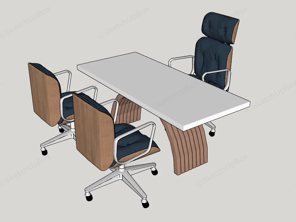 Modern Manager Office Desk And Chairs sketchup model preview - SketchupBox