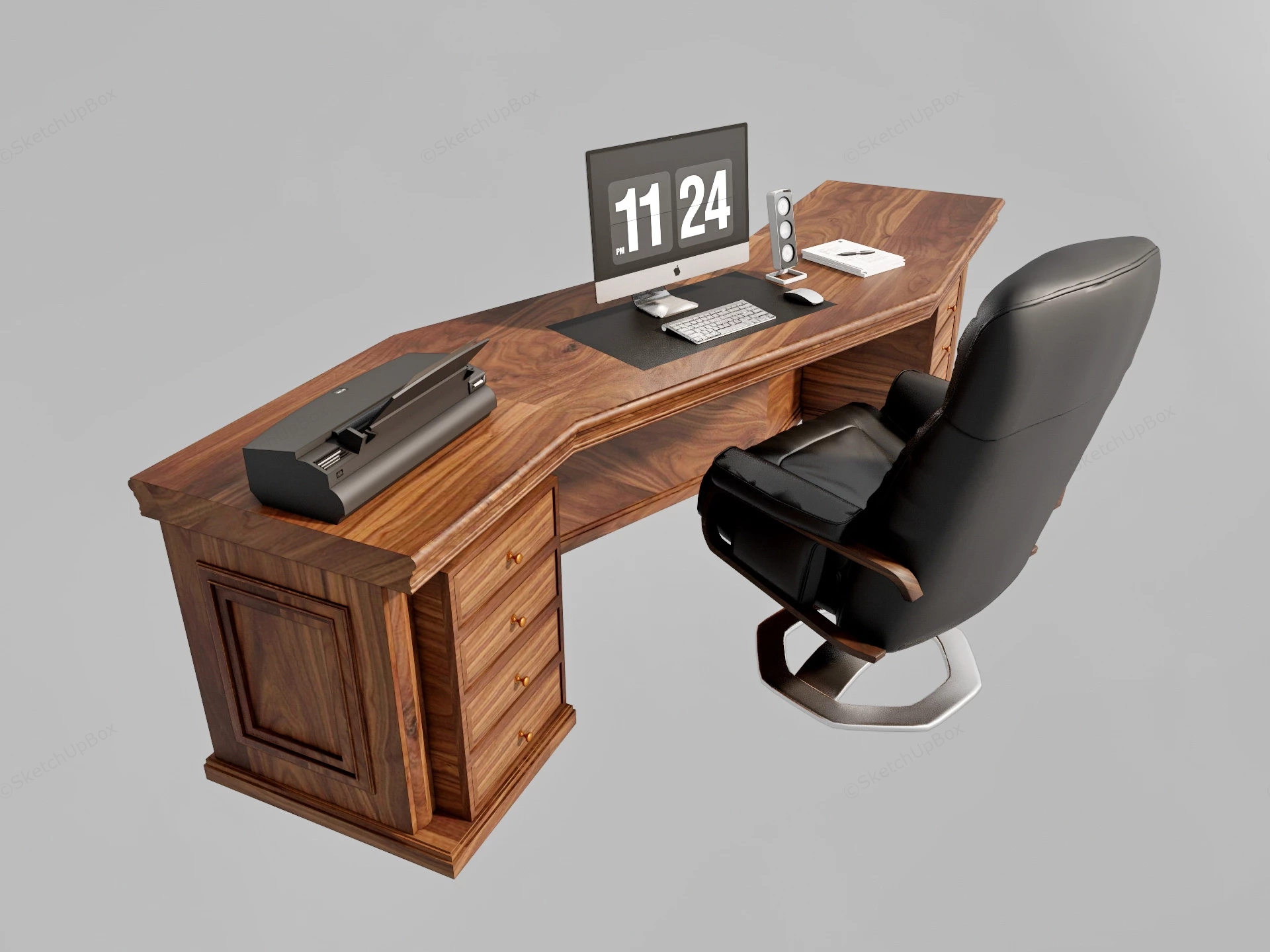 Modern Executive Desk And Chair sketchup model preview - SketchupBox