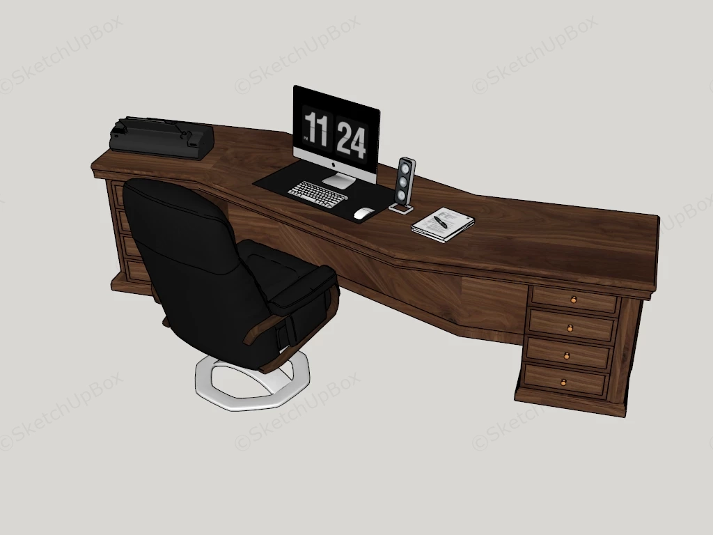 Modern Executive Desk And Chair sketchup model preview - SketchupBox