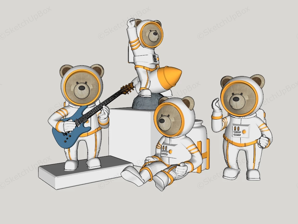 Astronaut Bear Figures sketchup model preview - SketchupBox
