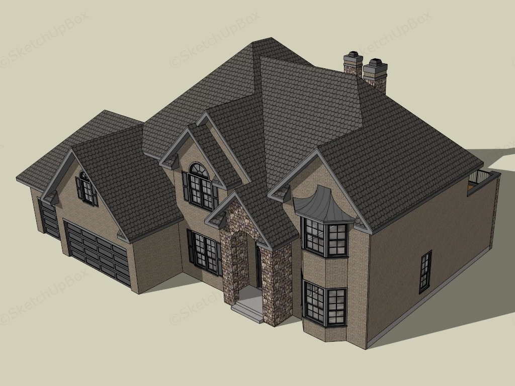 Grey Stone House sketchup model preview - SketchupBox