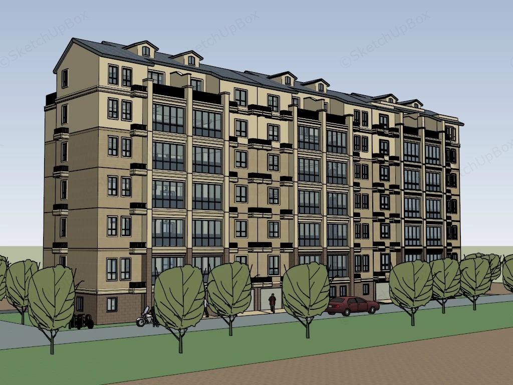 Apartment Building Exterior sketchup model preview - SketchupBox