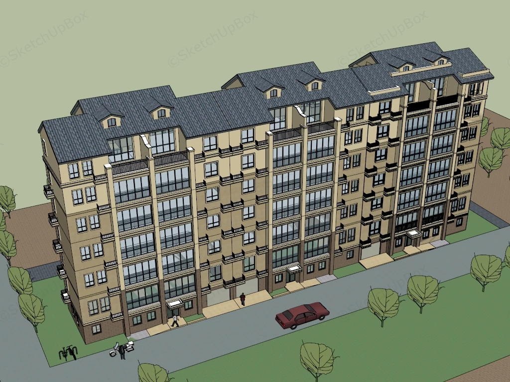Apartment Building Exterior sketchup model preview - SketchupBox