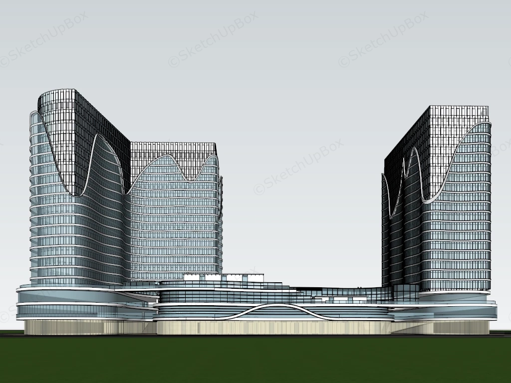 Commercial Center Architecture sketchup model preview - SketchupBox