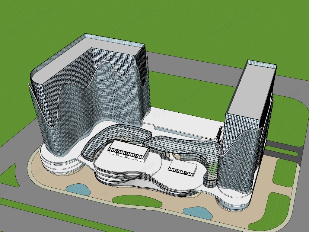 Commercial Center Architecture sketchup model preview - SketchupBox