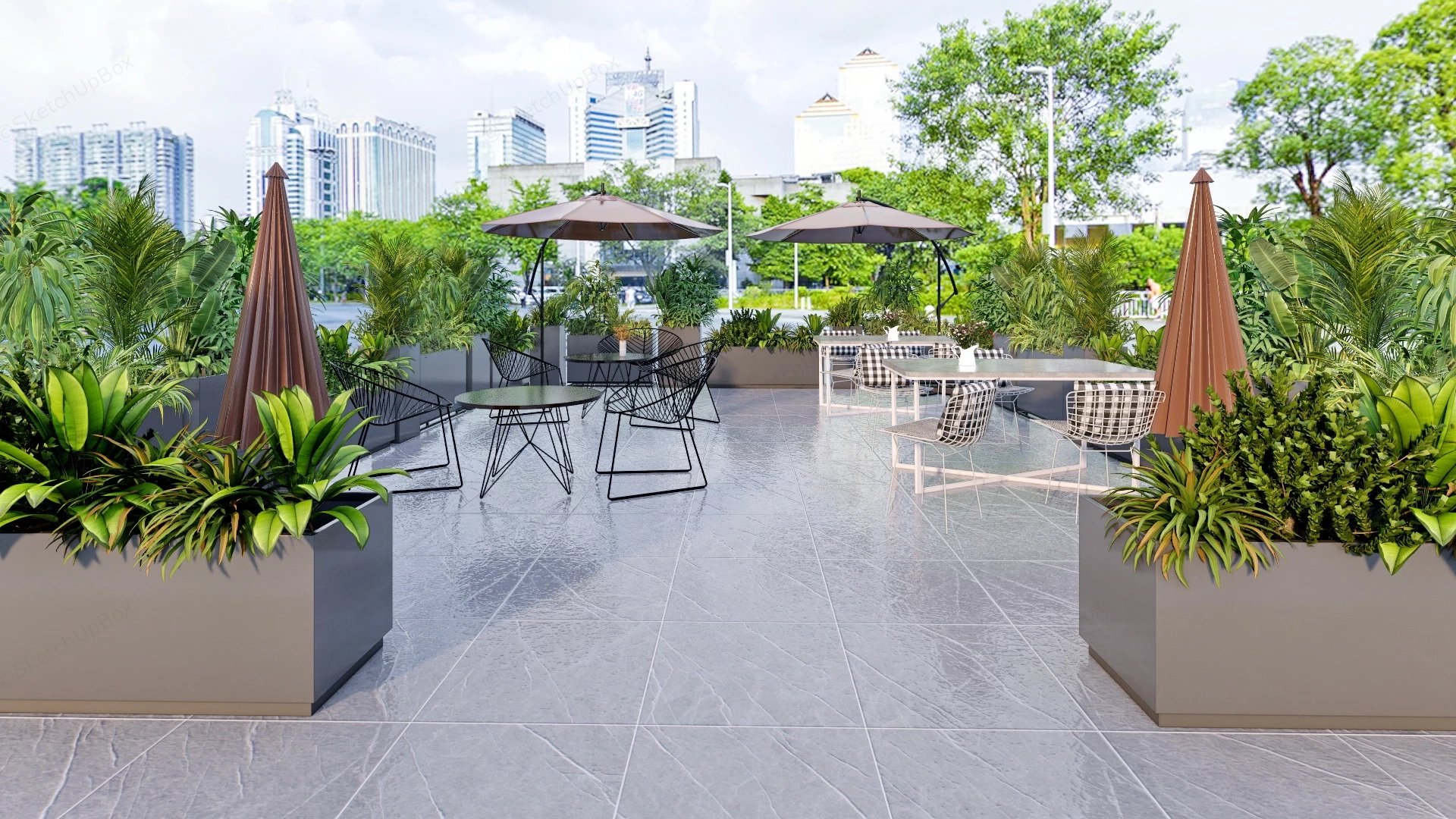 Outdoor Cafe Patio Seating sketchup model preview - SketchupBox