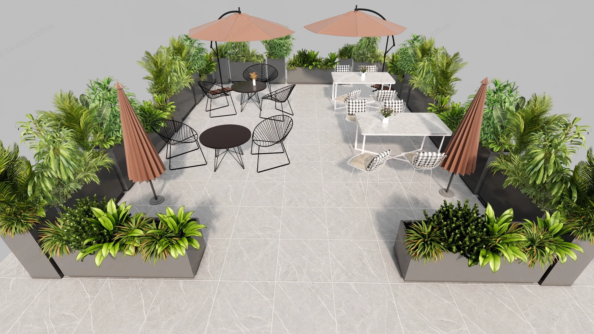 Outdoor Cafe Patio Seating sketchup model preview - SketchupBox