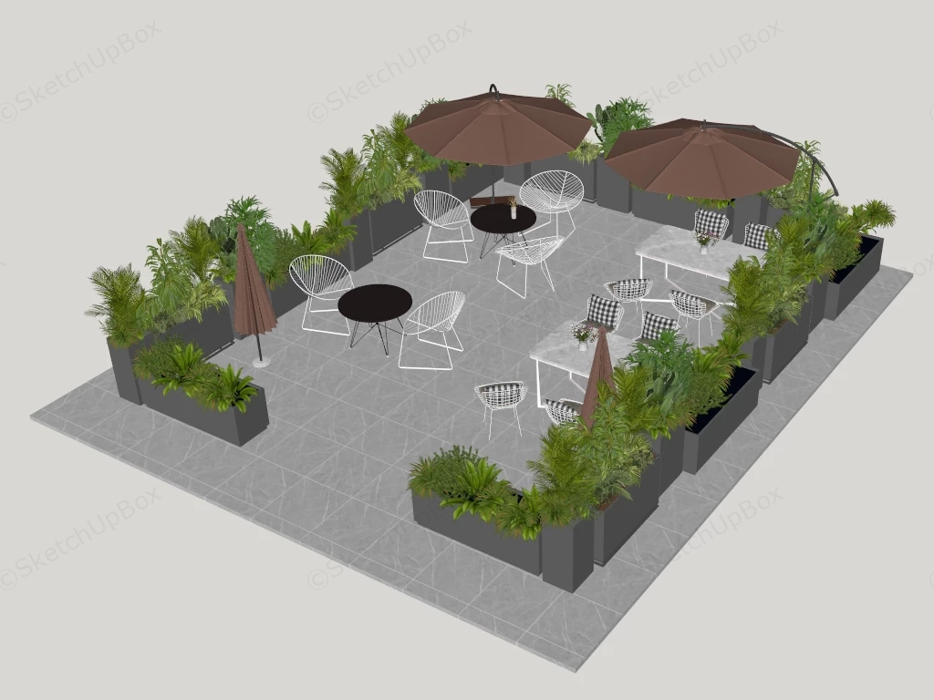 Outdoor Cafe Patio Seating sketchup model preview - SketchupBox