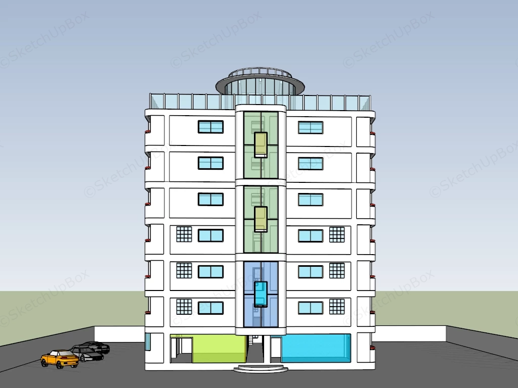Luxury Apartments Exterior sketchup model preview - SketchupBox