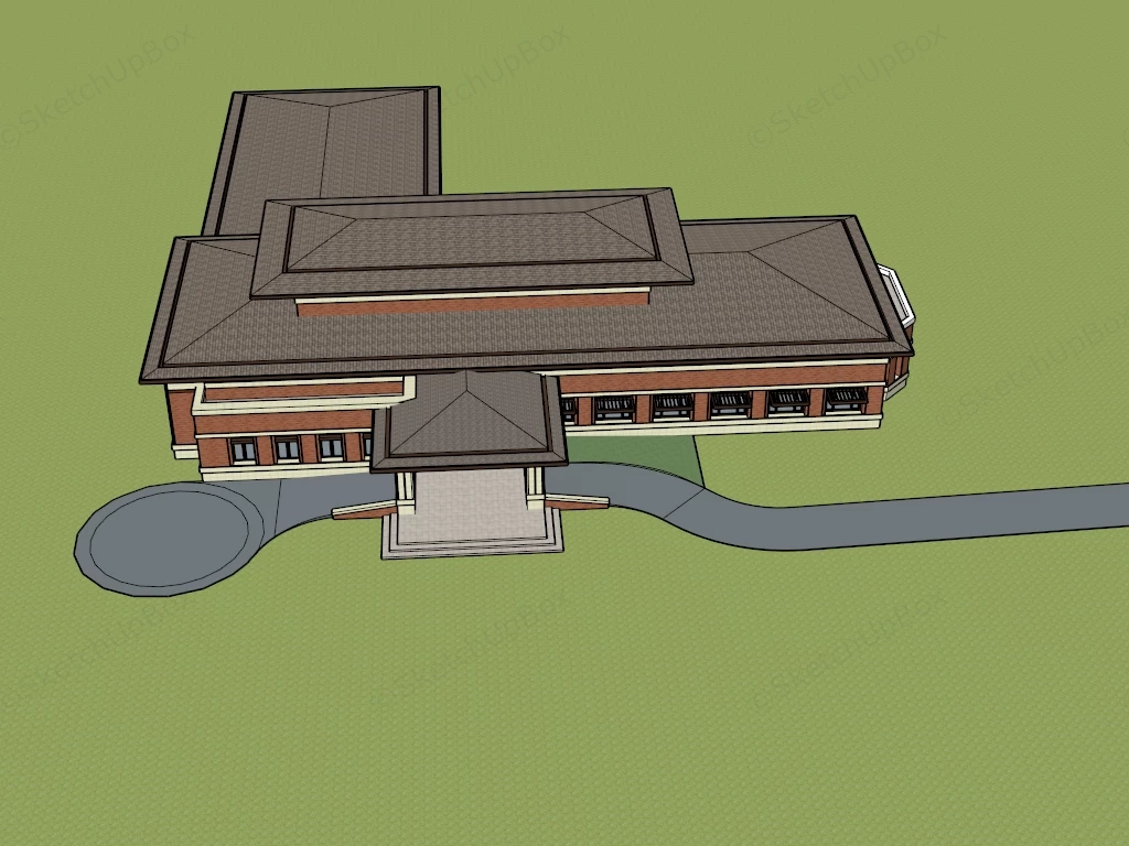 Prairie Style Hotel sketchup model preview - SketchupBox