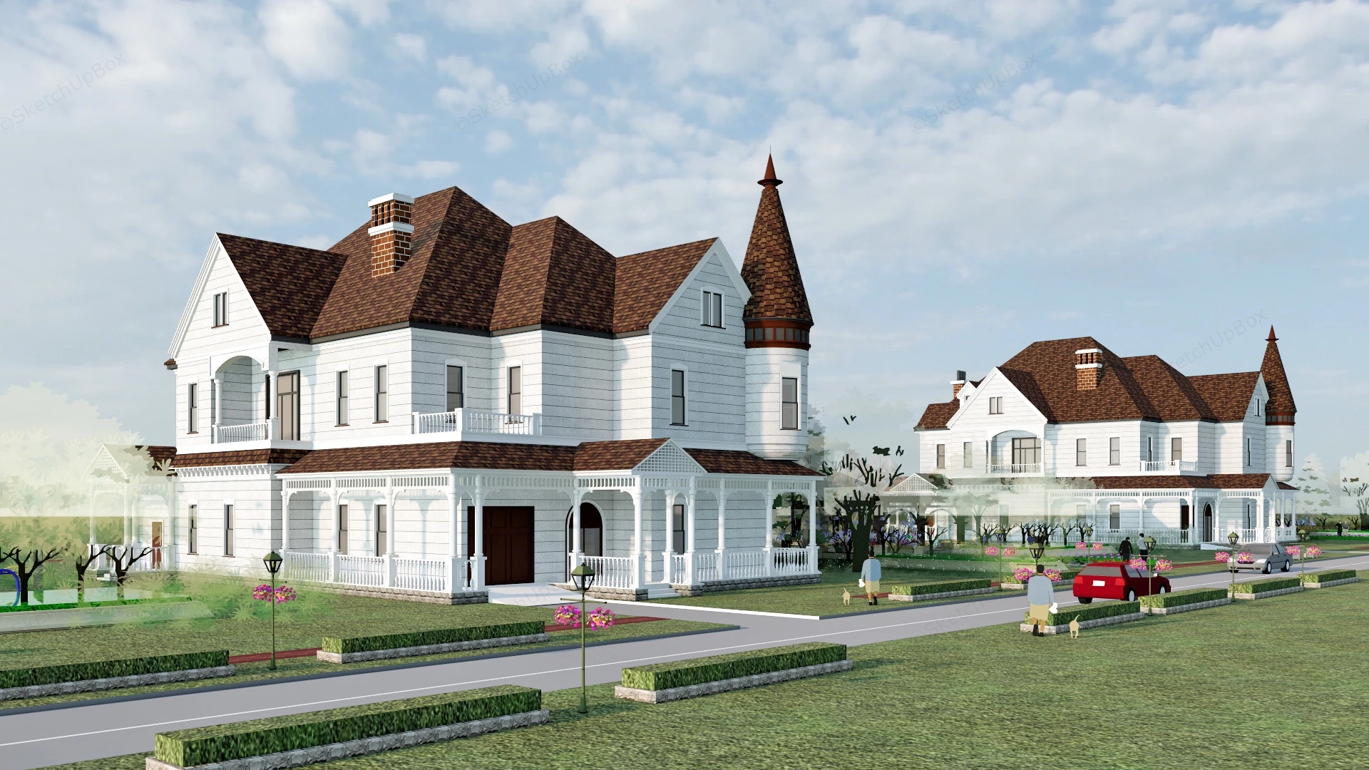 American Style Villa sketchup model preview - SketchupBox