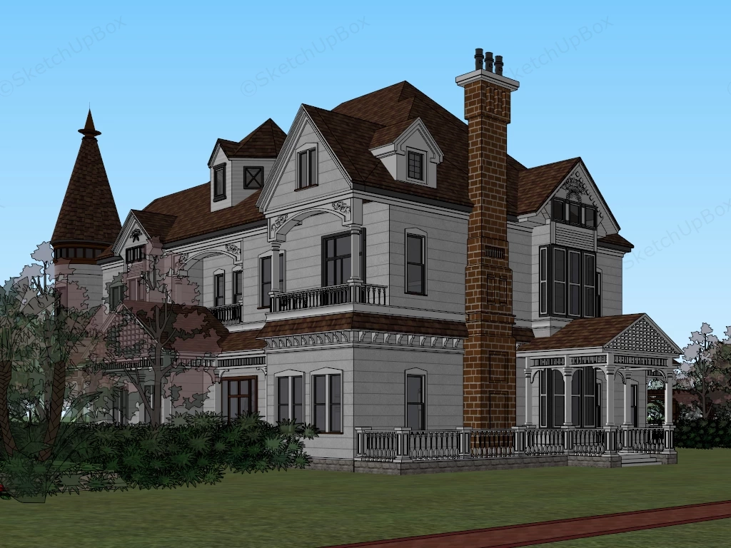 American Style Villa sketchup model preview - SketchupBox