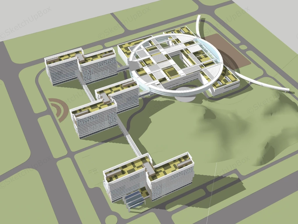 Modern Hospital Exterior Design sketchup model preview - SketchupBox