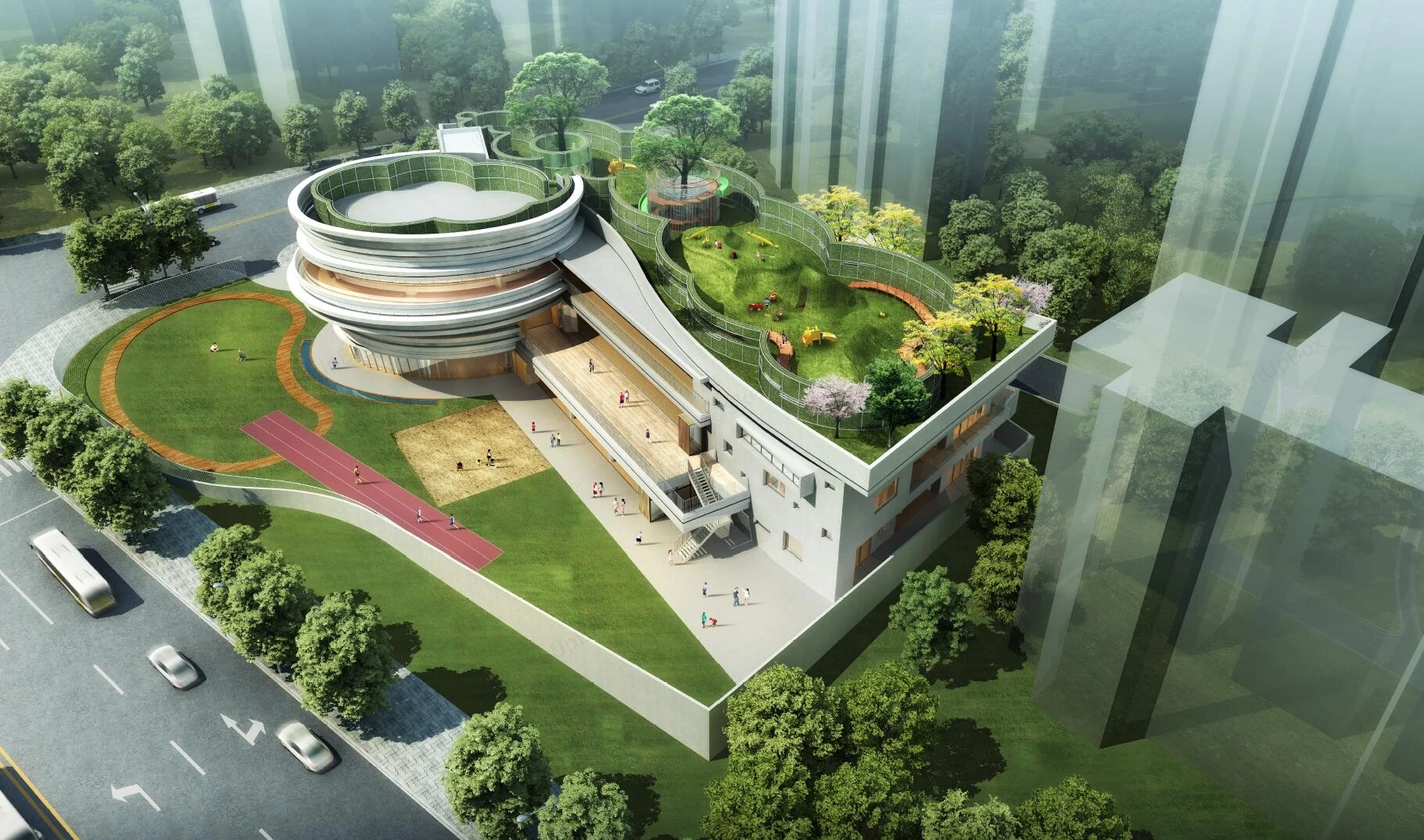 Creative Kindergarten School Design sketchup model preview - SketchupBox