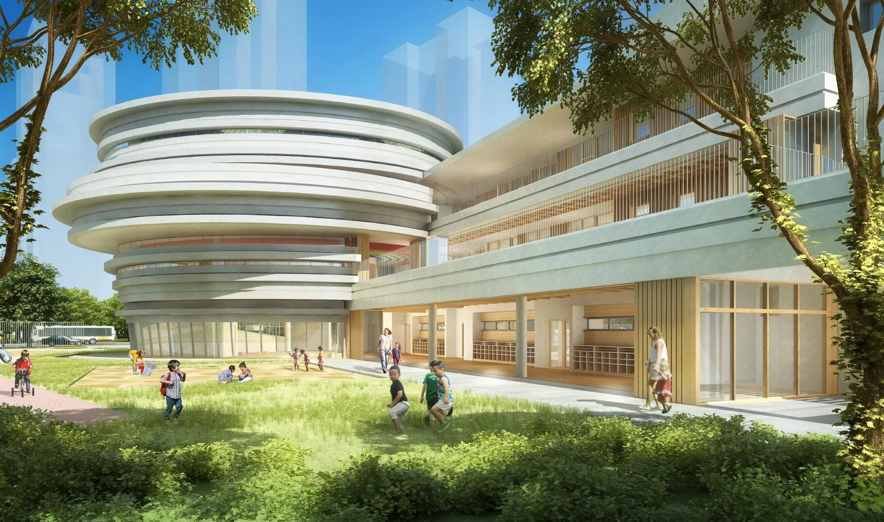 Creative Kindergarten School Design sketchup model preview - SketchupBox