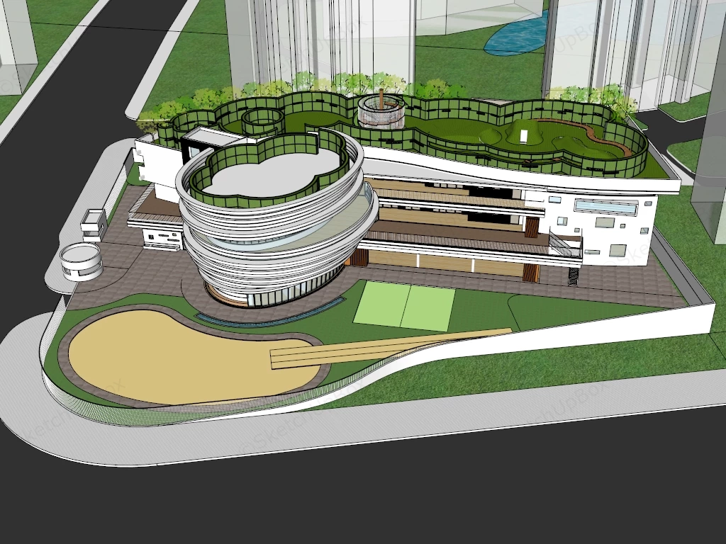 Creative Kindergarten School Design sketchup model preview - SketchupBox