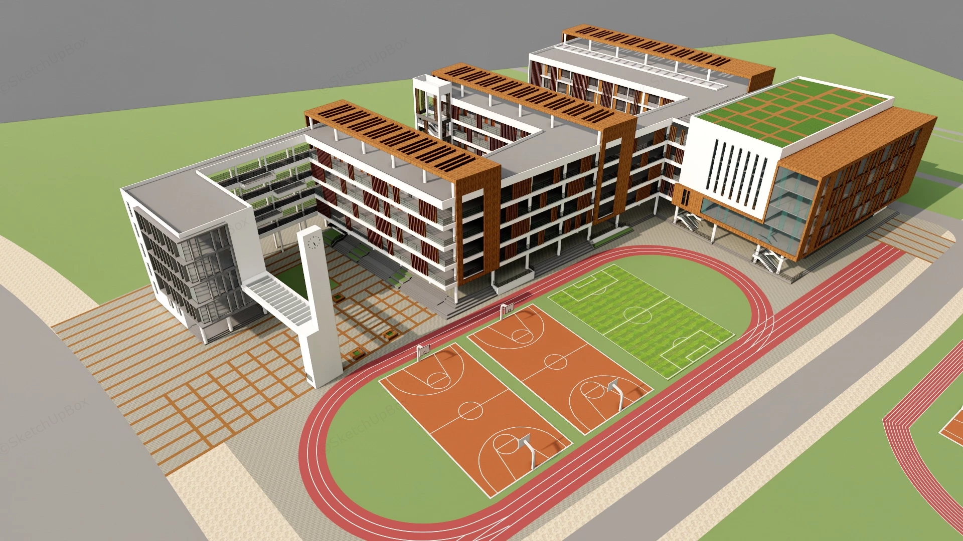 Middle School Buildings Design sketchup model preview - SketchupBox