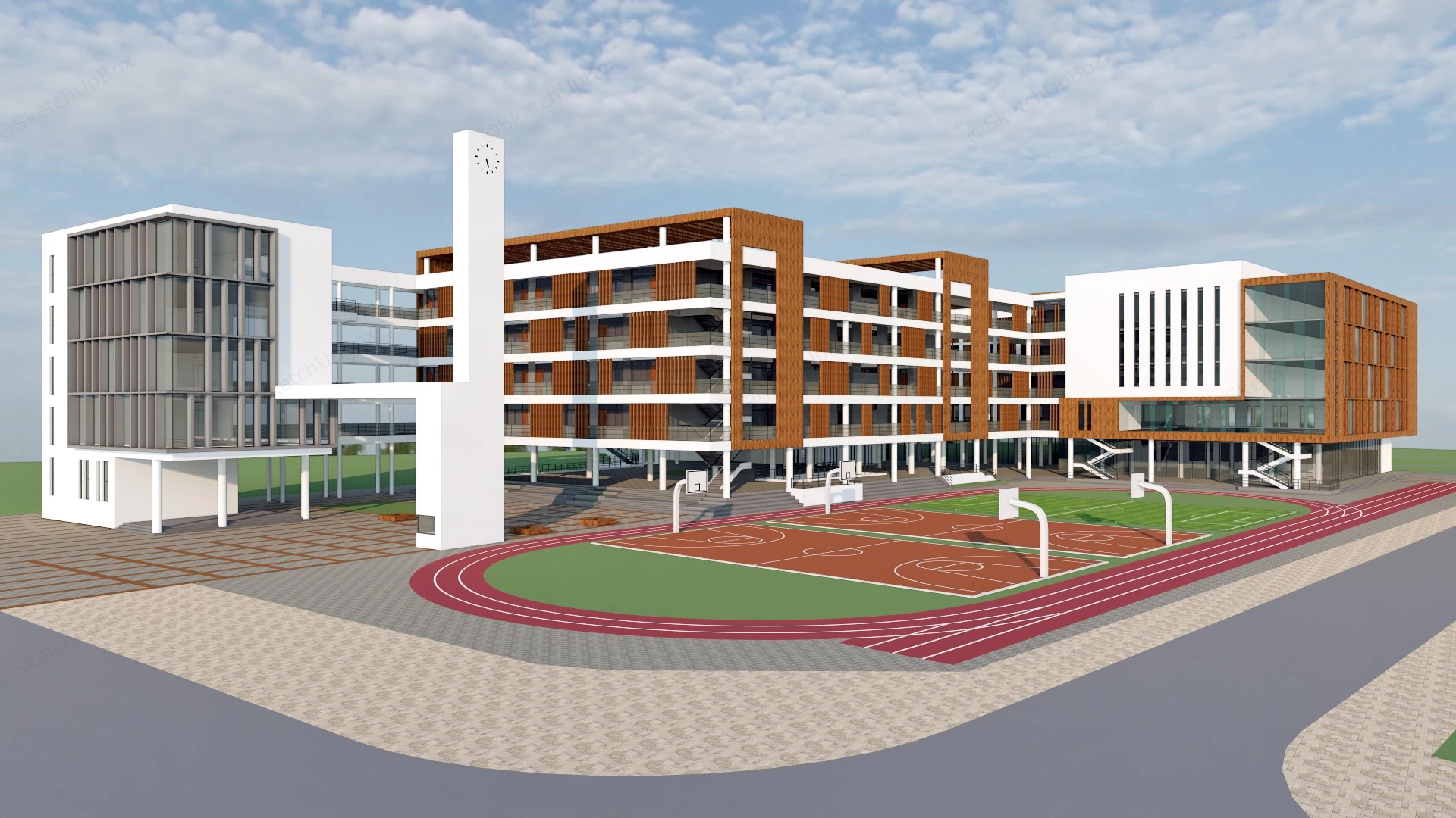 Middle School Buildings Design sketchup model preview - SketchupBox