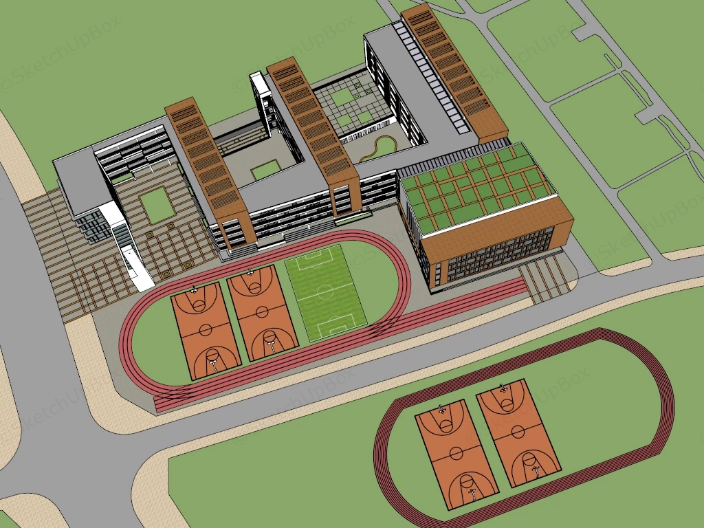 Middle School Buildings Design sketchup model preview - SketchupBox